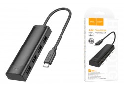 Разветвитель USB-C HUB HOCO HB41 Easy safety 4-in-1 Adapter(Type-C to USB2.0*4)(L=0.2M) (черный)