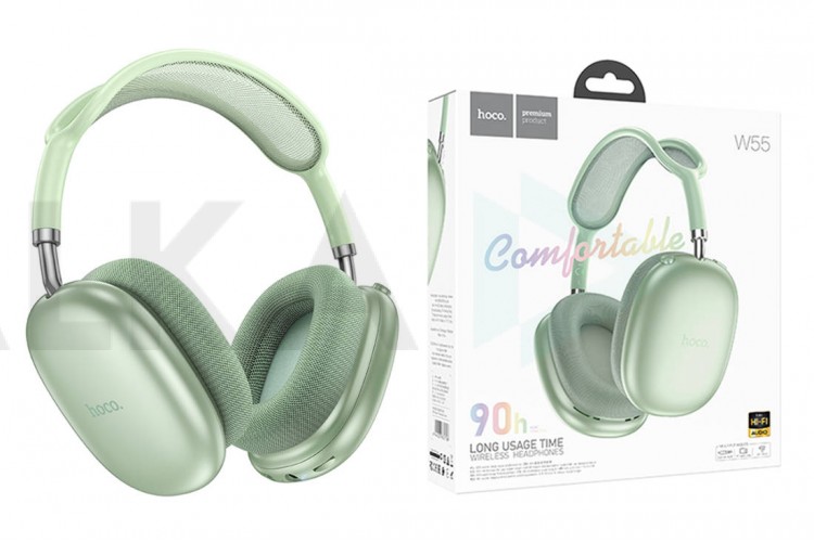 Наушники мониторные беспроводные HOCO W55 Pleasing BT headphones (зеленый)