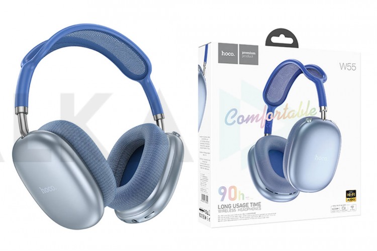 Наушники мониторные беспроводные HOCO W55 Pleasing BT headphones (синий)