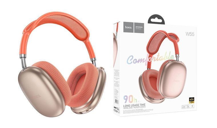 Наушники мониторные беспроводные HOCO W55 Pleasing BT headphones (розовый)