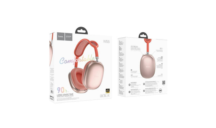 Наушники мониторные беспроводные HOCO W55 Pleasing BT headphones (розовый)