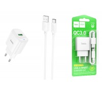 Сетевое зарядное устройство USB + кабель Type-C HOCO C140A Smart QC3.0 (белый)