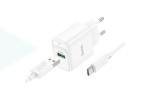 Сетевое зарядное устройство USB + кабель Type-C HOCO C140A Smart QC3.0 (белый)