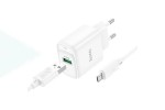 Сетевое зарядное устройство USB + кабель MicroUSB HOCO C140A Smart QC3.0  (белый)