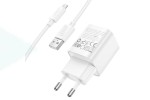 Сетевое зарядное устройство USB + кабель MicroUSB HOCO C145A Charm QC3.0  (белый)