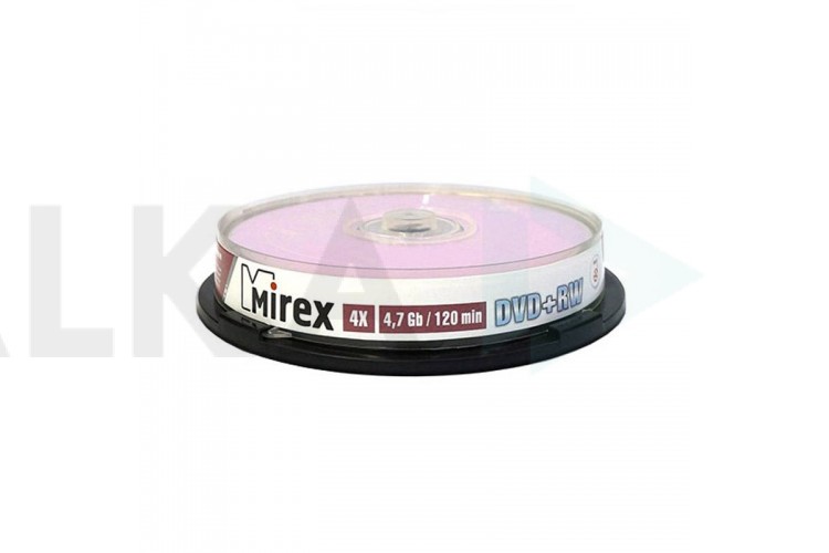 DVD+RW Mirex 4,7 Гб 4X Cake box 10 (пластиковый туб 10 шт)