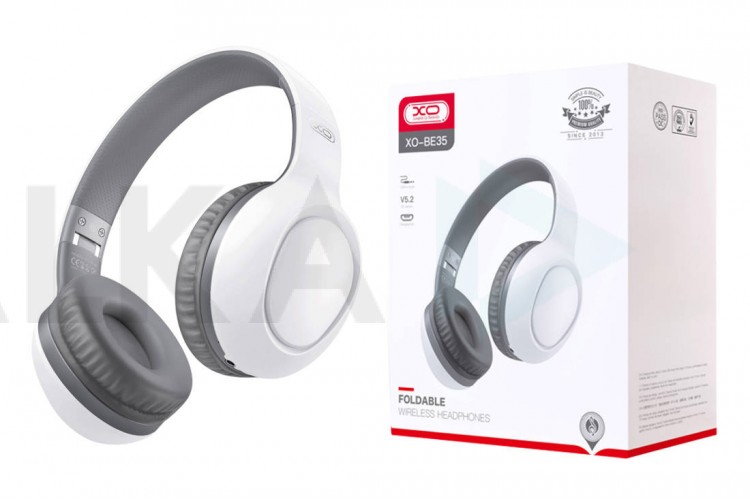 Наушники мониторные беспроводные XO BE35 bluetooth headset White+Grey