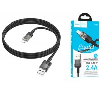 Кабель USB - Lightning HOCO U129 Spirit transparent charging data cable iP (черный) 1,2м 