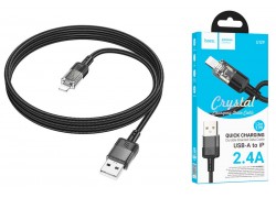 Кабель USB - Lightning HOCO U129 Spirit transparent charging data cable iP (черный) 1,2м 