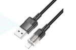 Кабель USB - Lightning HOCO U129 Spirit transparent charging data cable iP (черный) 1,2м