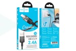 Кабель USB - Lightning HOCO U129 Spirit transparent charging data cable iP (черный) 1,2м