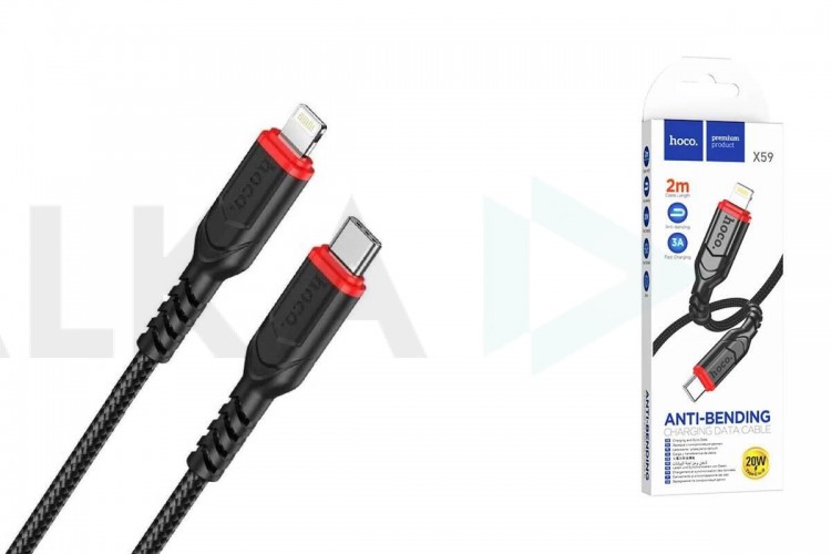 Кабель USB Type-C - Lightning HOCO X59 3A PD20W (черный) 2м