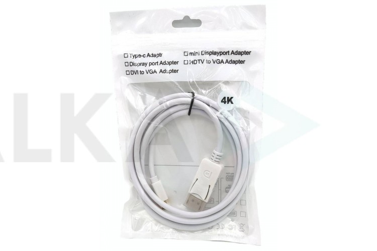 Кабель DisplayPort miniDP - DisplayPort (папа - папа) 1,8 м белый