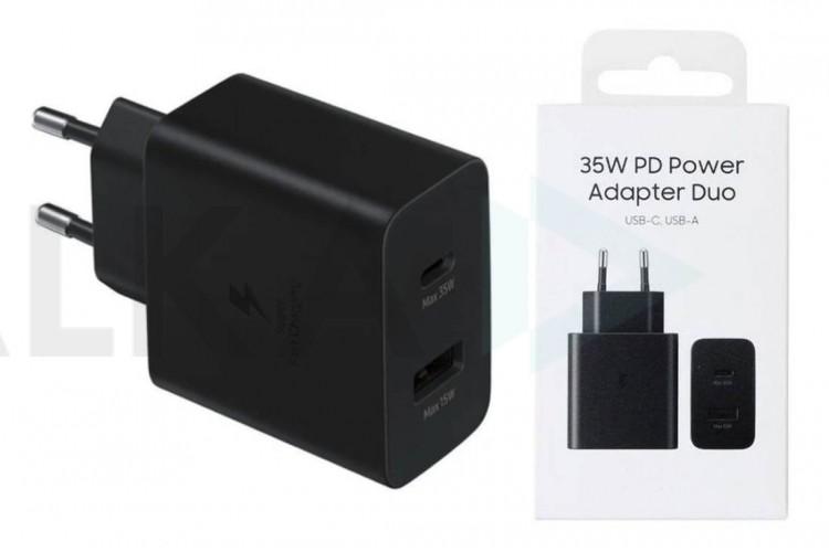 Сетевое зарядное устройство USB-C + USB Samsung PD Adapter 35W (or.) (черный)