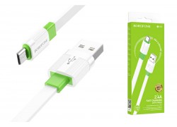 Кабель USB - MicroUSB BOROFONE BX89 2,4A (бело-зеленый) 1м