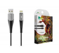 Кабель USB - Lightning More choice K41Si New нейлон 2.4A 1м (Silver Black)