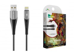 Кабель USB - Lightning More choice K41Si New нейлон 2.4A 1м (Silver Black)