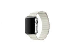 Металлический ремешок с магнитной застежкой "под кожу" для Apple Watch 38/40 mm белый