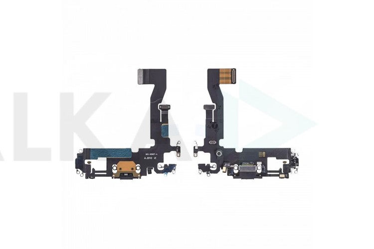 Шлейф с разъемом зарядки iPhone 12 / 12 Pro Оригинал IC (Черный)