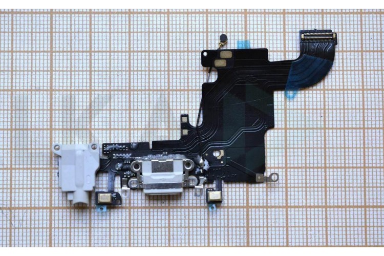 Шлейф для iPhone 6s (4.7) с разъемом зарядки + разъем гарнитуры + микрофон (серый)