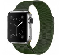 Металлический магнитный браслет  "Миланское плетение" для Apple Watch 42-44 мм цвет темно зеленый
