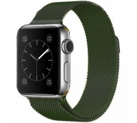 Металлический магнитный браслет  "Миланское плетение" для Apple Watch 42-44 мм цвет темно зеленый