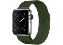 Металлический магнитный браслет  "Миланское плетение" для Apple Watch 42-44 мм цвет темно зеленый