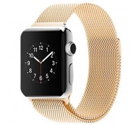 Металлический магнитный браслет  "Миланское плетение" для Apple Watch 42-44 мм цвет светлое золото