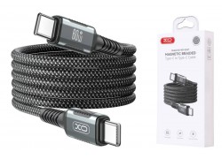 Кабель USB Type-C - USB Type-C XO NB-Q267 Magnetic Braided 60W 1M Black (магнитная оплетка)