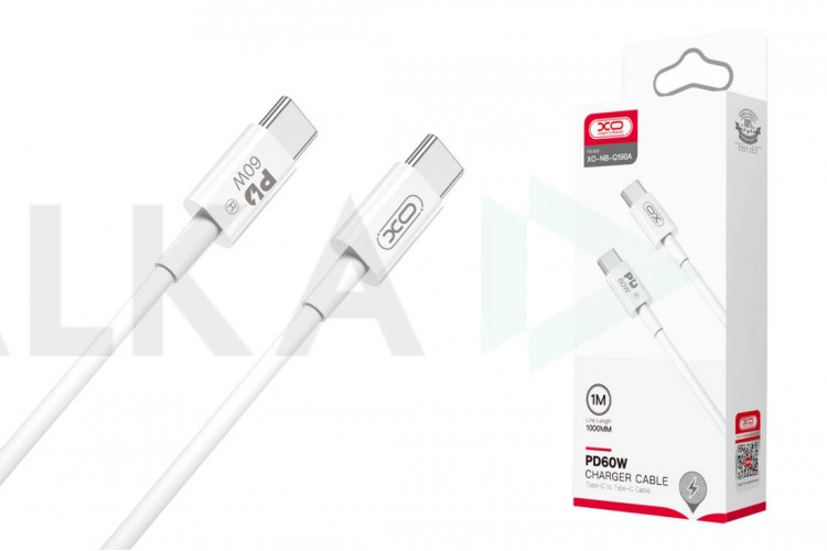 Кабель USB Type-C - USB Type-C XO NB-Q190A 60W 1M White