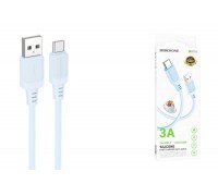 Кабель USB - USB Type-C BOROFONE BX115 Lotto (голубой) 1м силиконовый