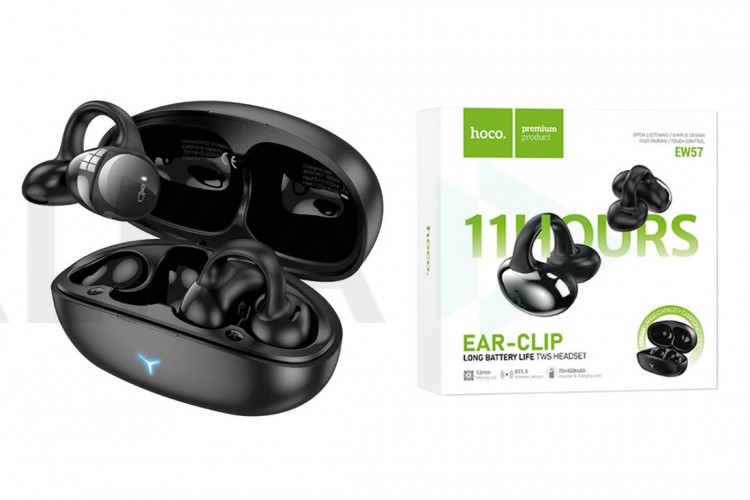 Наушники вакуумные беспроводные HOCO EW57 Auspicious clip-on true wireless stereo headset Bluetooth (черный)