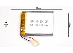 Универсальный аккумулятор 40x30x4 3.7V 600mAh (403040P)