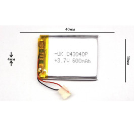 Универсальный аккумулятор 40x30x4 3.7V 600mAh (403040P)