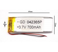 Универсальный аккумулятор 64x22x4 3.7V 700mAh (042365P) (10/4)