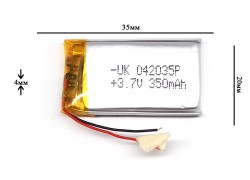 Универсальный аккумулятор 35x20x4 3.7V 350mAh (402035P)