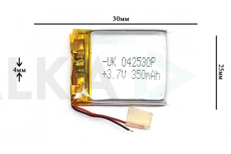 Универсальный аккумулятор 30x25x4 3.7V 350mAh (402530P)