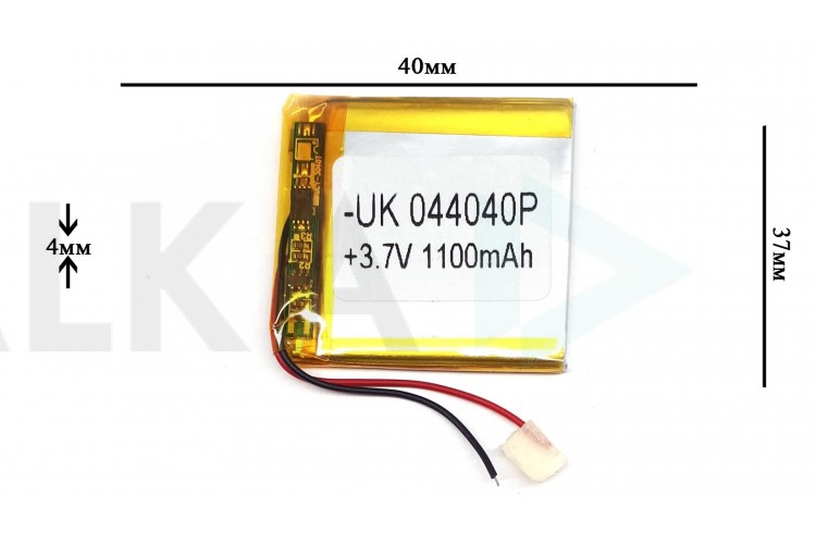 Универсальный аккумулятор 40x40x4 3.7V 1100mAh (404040P)