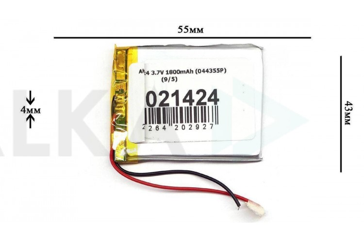 Универсальный аккумулятор 55x43x4 3.7V 1800mAh (044355P) (6/31-1/2)