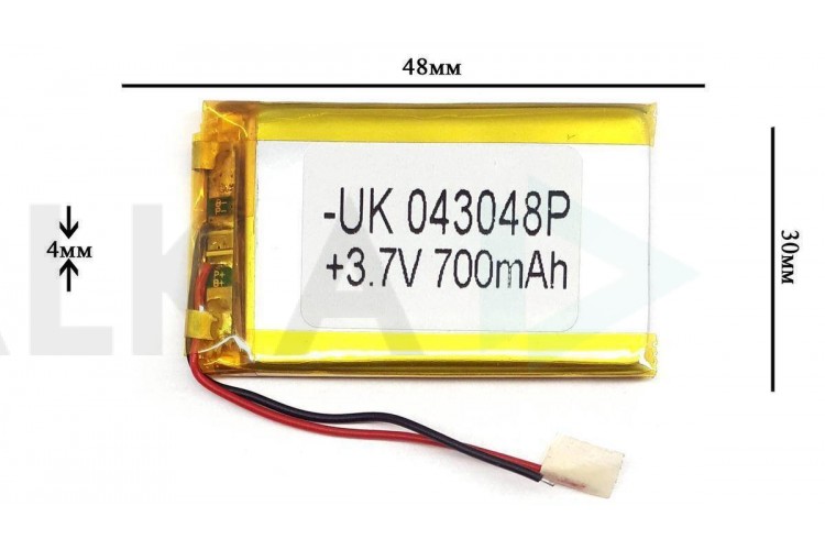 Универсальный аккумулятор 48x30x4 3.7V 700mAh (403050P)
