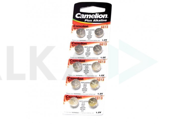 Батарейка часовая Camelion G13/AG13/LR44 BL10 цена за блистер 10 шт