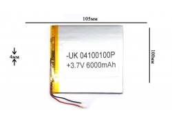 Универсальный аккумулятор 105x100x4 3.7V 6000mAh (04100100P) (15/4)