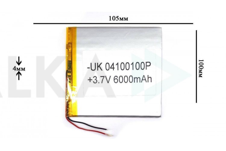 Универсальный аккумулятор 105x100x4 3.7V 6000mAh (04100100P) (15/4)