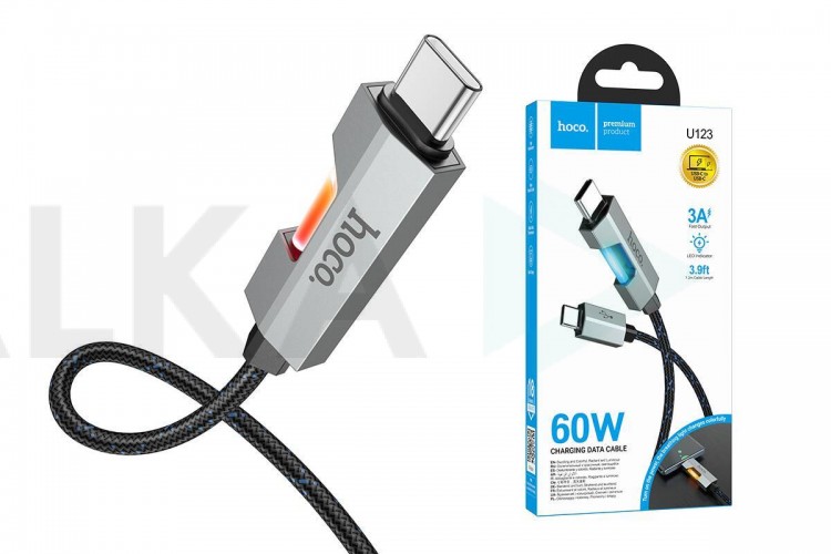 Кабель USB Type-C - USB Type-C HOCO U123 60W (черный) 1м