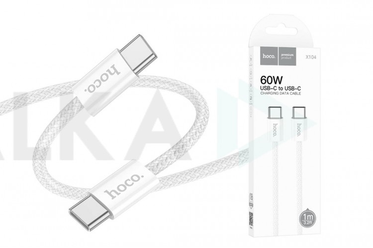 Кабель USB Type-C - USB Type-C HOCO X104 PD60W (белый) 1м