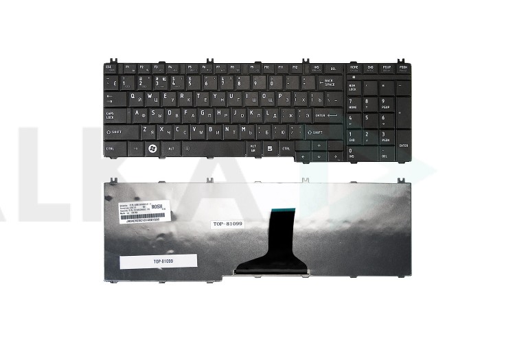 Клавиатура для ноутбука Toshiba Satellite C650, C655, C655D, C660, L650, L655, L670, L675 Series. Плоский Enter. Черная, без рамки. PN: NSK-TN0GQ.