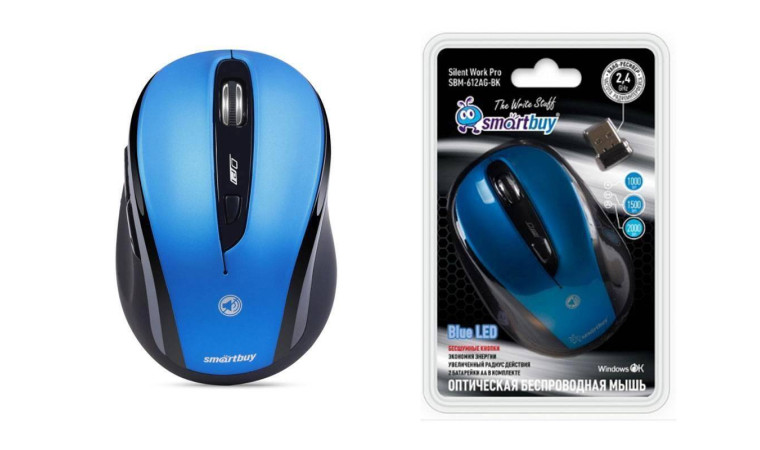 Мышь беспроводная Smartbuy ONE 612AG беззвучная , LED Blue (SBM-612AG-BK) (синий) Мышь беспроводная Smartbuy ONE 612AG беззвучная , LED Blue (SBM-612AG-BK) (синий)