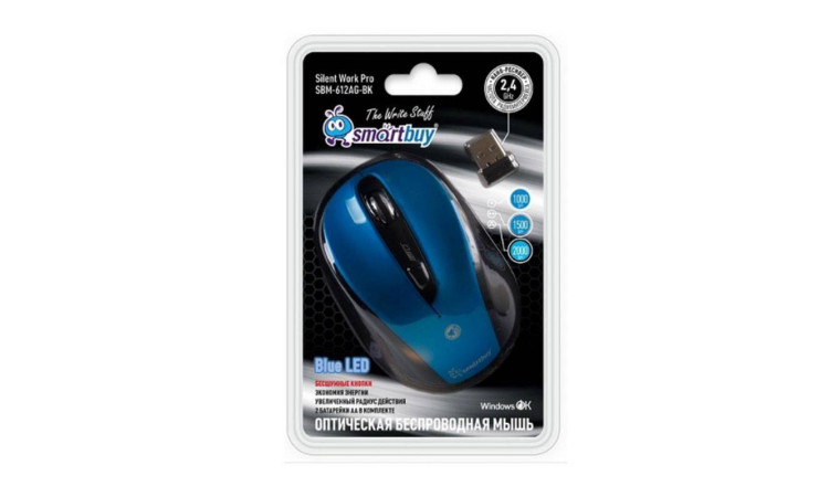 Мышь беспроводная Smartbuy ONE 612AG беззвучная , LED Blue (SBM-612AG-BK) (синий) Мышь беспроводная Smartbuy ONE 612AG беззвучная , LED Blue (SBM-612AG-BK) (синий)