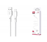 Кабель USB - MicroUSB XO NB230 2.4A Rock Series White