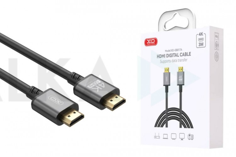 Кабель HDMI to HDMI XO GB017A Metal Adapter Cable 3M Tranish